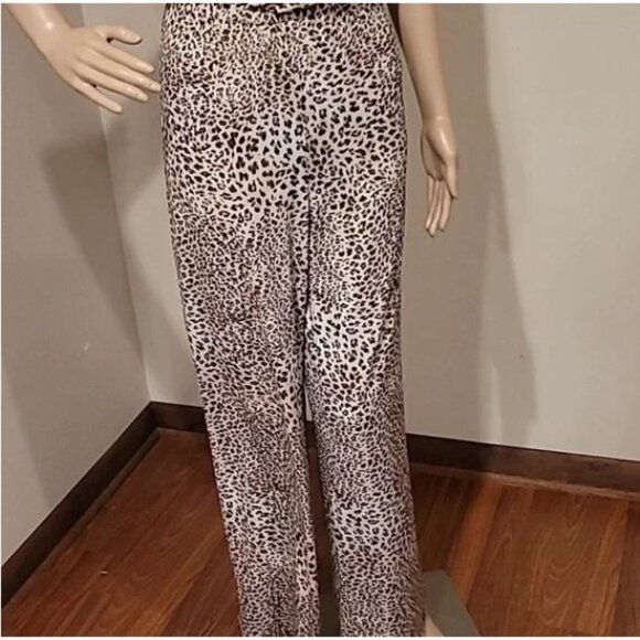 Ellen Tracy Womens Leopard Print Sleeveless Wrap Jumpsuit S Polyester Spandex - Picture 7 of 12